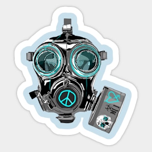 Gas mask with fluorescent spray paint Sticker